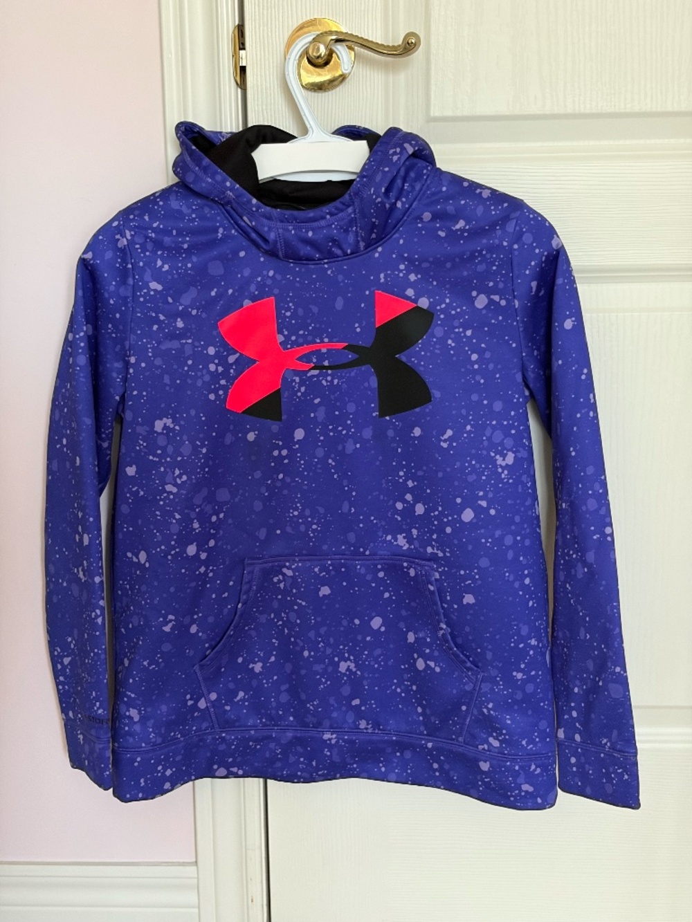 Under Armour Fleece Hoodie | Purple Splatter Print | Size S